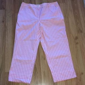 Talbots pink check capris 10